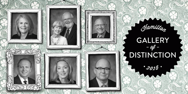 Hamilton Gallery of Distinction 2016 collage of pictures with text Hamilton Gallery of Distinction 2016