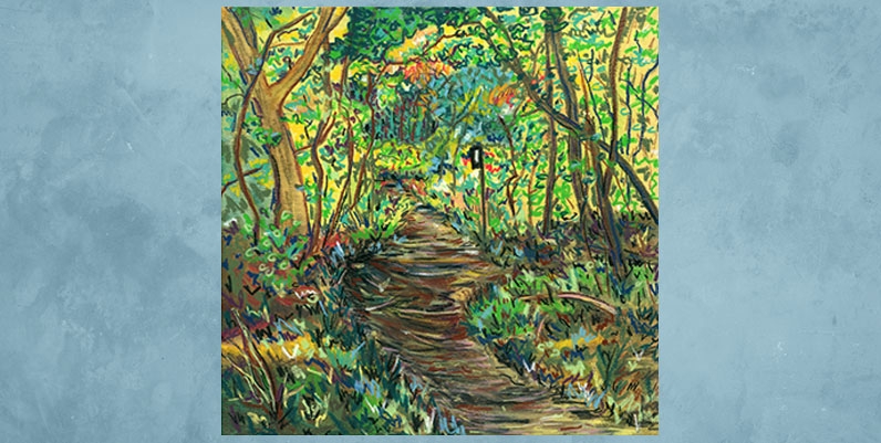 Gallery Barton: Escarpment as Muse - Side Trail Project an oil painting of a Bruce Trail hiking path