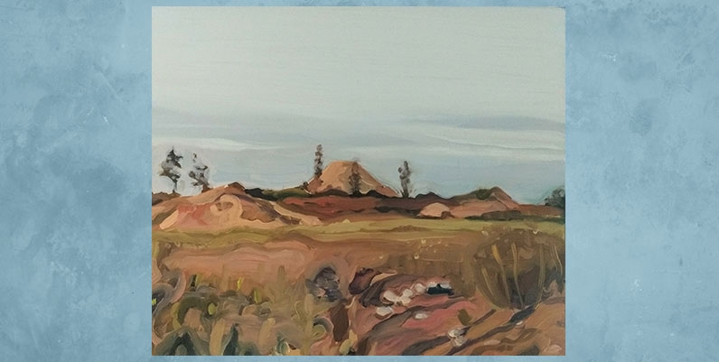 Gallery 4 First Floor: June 2018 an oil painting of a mountainscape