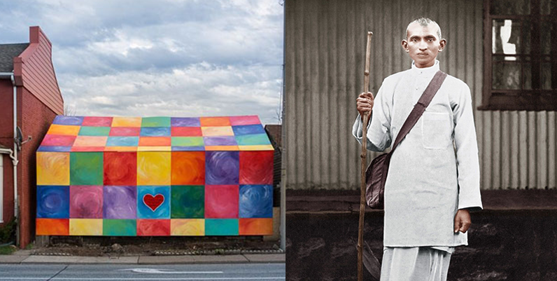 Special Exhibits: Rainbow House and Ghandi photo of the rainbow house and ghandi