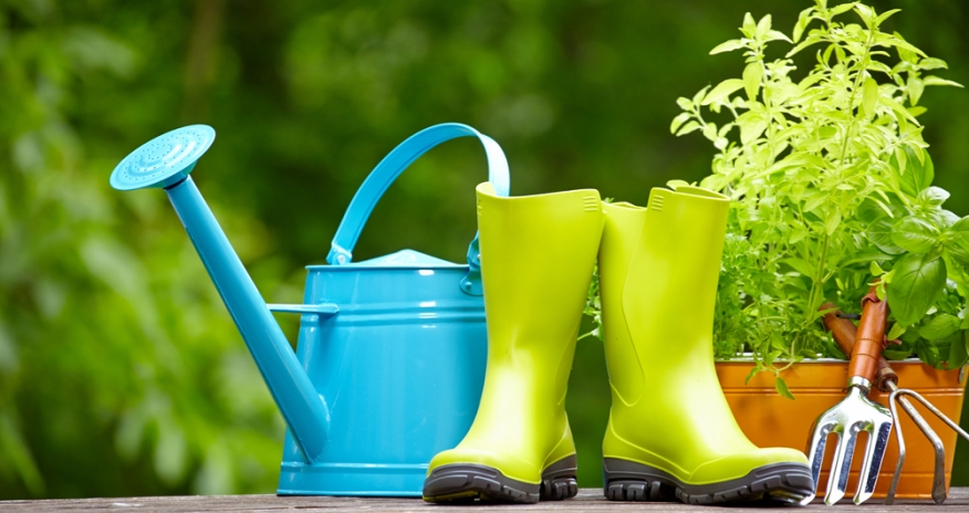 Gardening Programs Outdoor gardening tools on old wood table