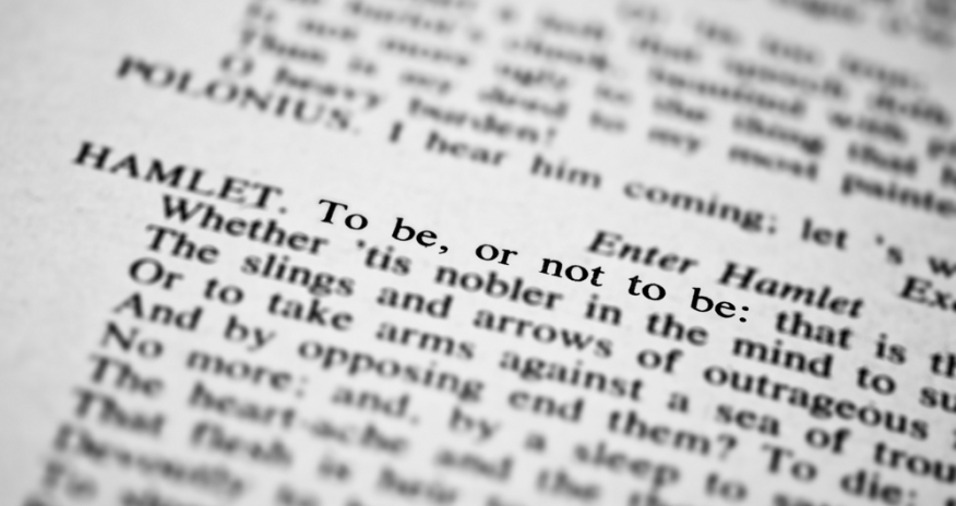 Shakespeare Series Closeup of text from the play 'Hamlet'