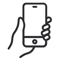Outline of a person holding a phone