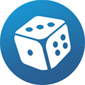 Blue dice on blue background