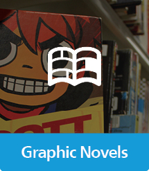 Graphic of Graphic Novels with text and icon