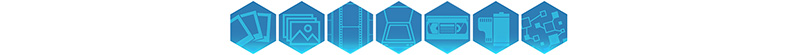 a number of hexagon graphics representing available software and hardware for digitization