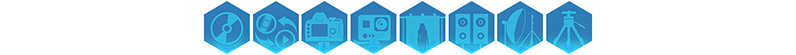 A collection of graphical hexagons representing all the features of this category