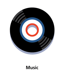 stylized graphic of a vinyl record