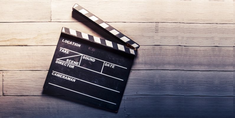 Movies Photo of movie clapper on wood