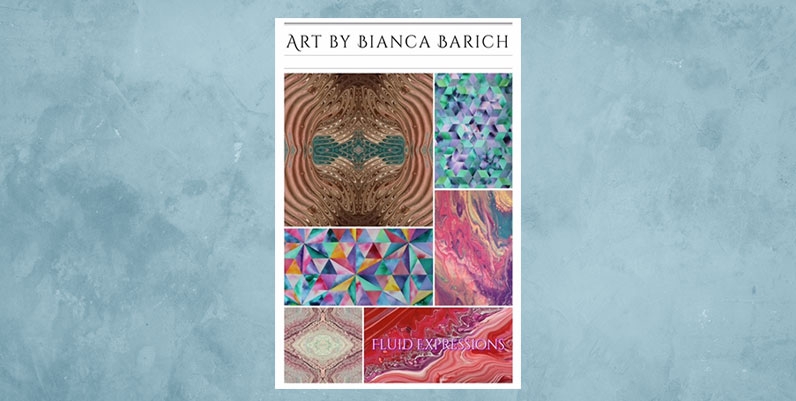 Gallery Barton: Bianca Birch photo of a poster with a collage of various oil paintings by Bianca Birch
