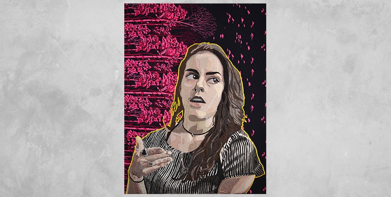 March April May 2019: Fuzzy Mall oil painting of a female