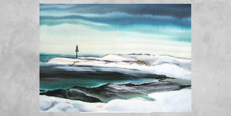 Gallery 4 First Floor: Talis Kikiuka painting of a winterscape
