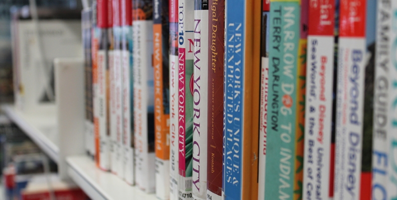 Requesting Items Closeup of books on a shelf