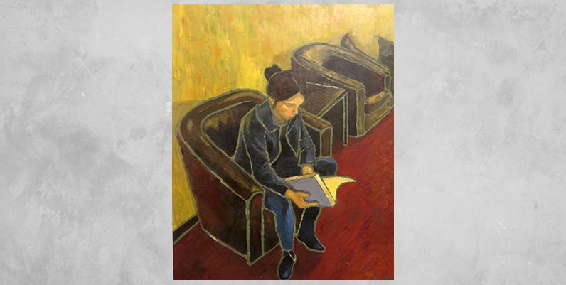 Gallery Turner Park: Ryan James Terry an oil painting of a female reading a book