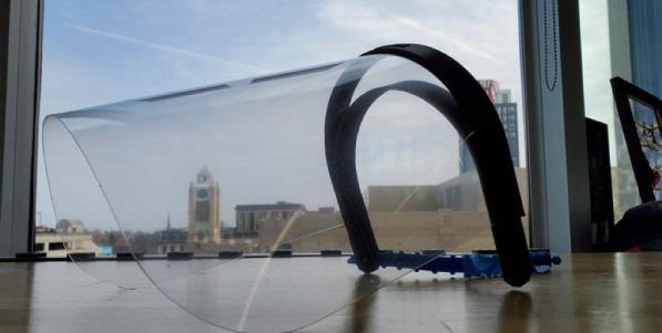 One of hundreds of protective face masks created for our healthcare workers, at Central Library’s 3D Printer ‘factory’.