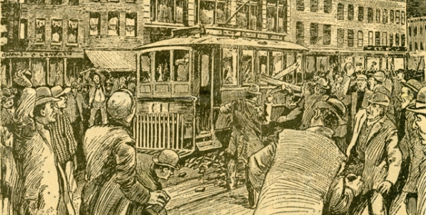 Vandalizing a street car Vandalizing a street car