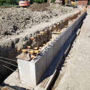Valley park branch construction outside foundational wall pictured