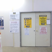 a photo of the temporary doors to the hamilton room
