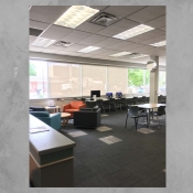 Front of the Westdale Branch complete with new carpet and chairs