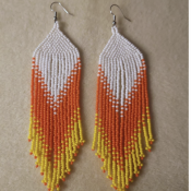 White orange yellow Native beadwork earrings