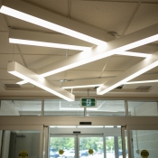 Inside the entrance of the new Greensville branch light fixture