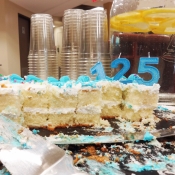 photo of an almost all eater cake with 125 