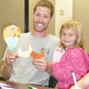 daddy and daughter making crafts