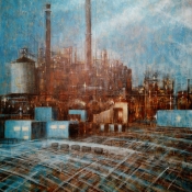 painting of an industrial factory
