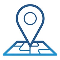 A blue pin on a map