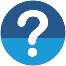 White question mark on blue background.