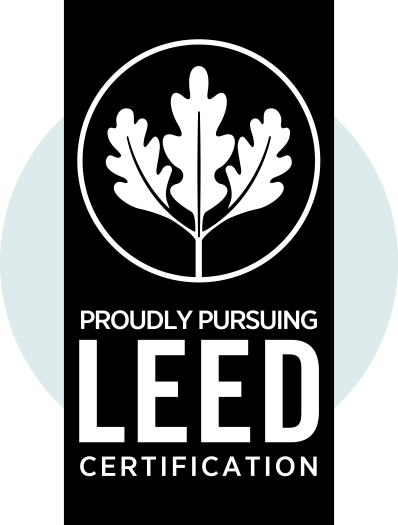 LEED Logo containing text Proudly pursuing LEED certification