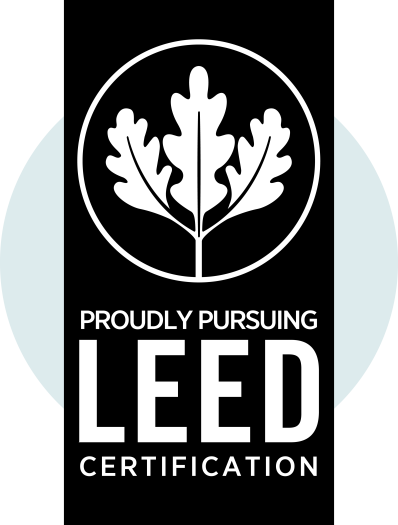 LEED LEED Logo containing text Proudly pursuing LEED certification