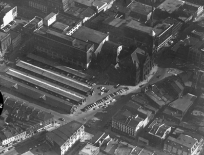 Aerial view of City Hall and Hamilton Farmers’ Market