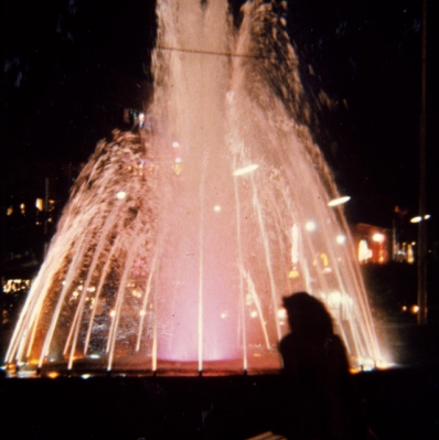 New fountain in Gore Park at night, 1970