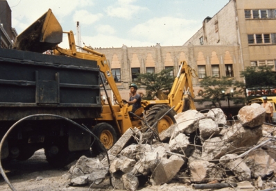 Concrete bunker buildings demolished