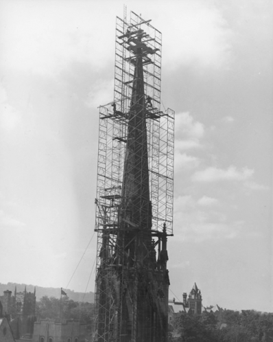 Repairing St. Paul’s Presbyterian Church spire, 1944 Repairing St. Paul’s Presbyterian Church spire, 1944